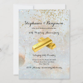 Invitación 50.º Aniversario del Boda Purpurina de Oro Moda el