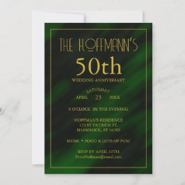 Invitación 50.º Aniversario | Elegante oro verde esmeralda
