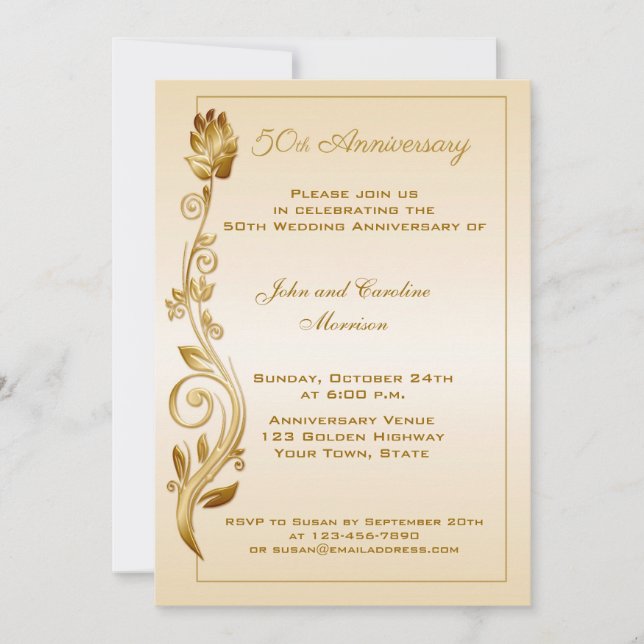 Invitación 50.º Aniversario Floral Desplazada (Anverso)