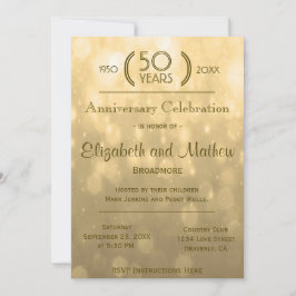 Invitación 50.º aniversario | Luces de Oro Bokeh