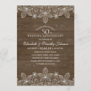 Invitación 50.º Boda Aniversario de la Rústica Madera