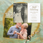 Invitación 50.º Boda Aniversario de Oro 2 Foto<br><div class="desc">Personaliza con tu foto boda favorita y tus detalles especiales de la celebración del 50° aniversario del boda dorado en la tipografía de oro de moda. Al revés aparece una segunda foto de la pareja feliz ahora. Diseñado por Thisisnotme©</div>