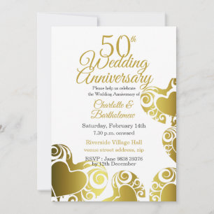 Invitación 50.º Boda Aniversario del Corazón de Oro
