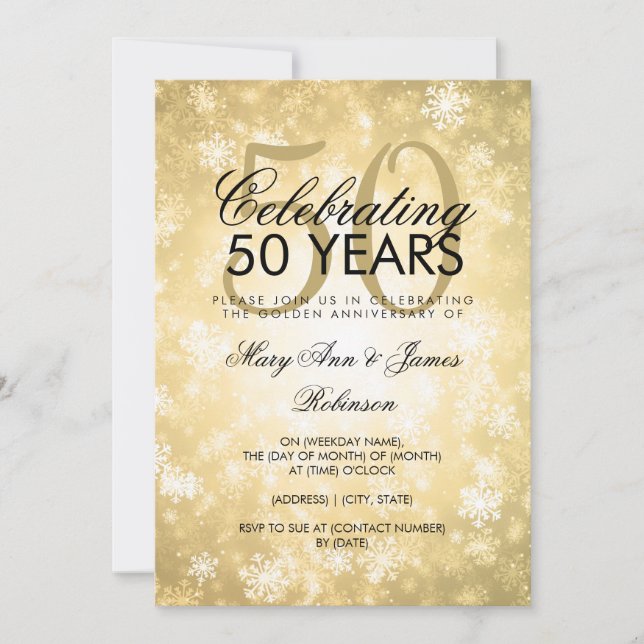 Invitación 50.º Boda Aniversario del Oro de Invierno (Anverso)
