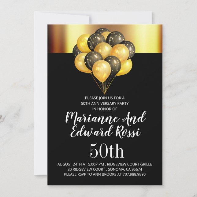 Invitación 50.º Boda Aniversario del Oro Negro (Anverso)