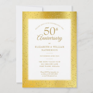 Invitación 50.º Boda Aniversario del Relieve metalizado del P