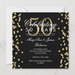 Invitación 50.º Boda Aniversario Purpurina de Oro Confetti