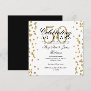 Invitación 50.º Boda Aniversario Purpurina de Oro Confetti
