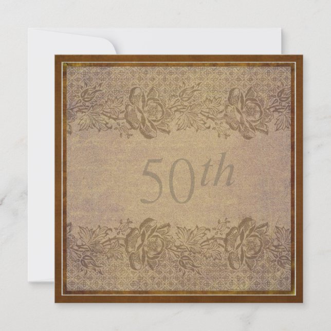Invitación 50.º Boda Fiesta Personalizado de Flores de Oro (Anverso)