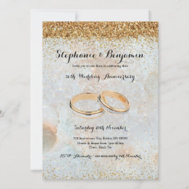 Invitación 50.º Boda Purpurina de oro Celestial