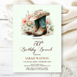 Invitación 50.º Brunch de cumpleaños de Cowgirl Boots