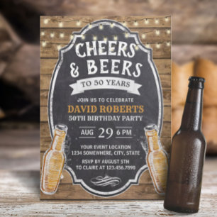 Invitación 50.º Cartón Rústico de Alegres y Cervezas
