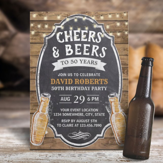 Invitación 50.º Cartón Rústico de Alegres y Cervezas (Subido por el creador)