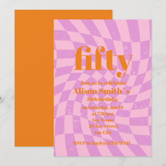 Invitación 50.º chequeo retro de fiesta de cumpleaños Minimal