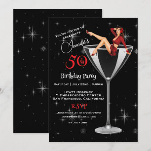 Invitación 50.º Chica De La Fiesta De Cumpleaños En Cristal M