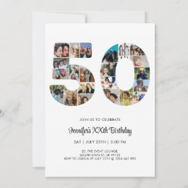 Invitación 50.º Collage de fotos de cumpleaños 50 Personaliza