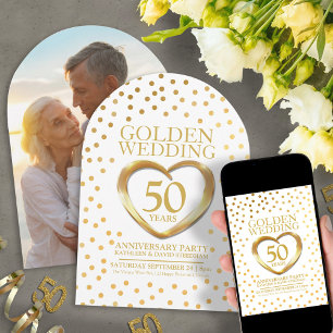Invitación 50.º corazón del boda de oro