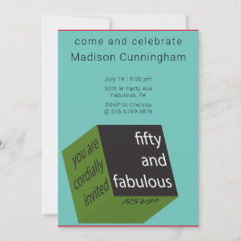 Invitación 50.º Cubo Geométrico VERDE AZULADO
