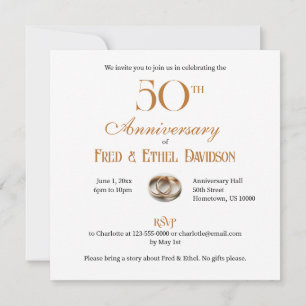 INVITACIÓN 50.º CUERPO ANIVERSARIO BODA SOFISTICADO