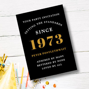 Invitación 50.º cumpleaños 1973 Año de adición de oro negro