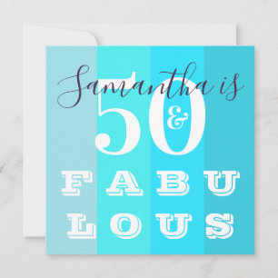 Invitación 50.º cumpleaños 50 Fabuloso Fiesta moderno de raya