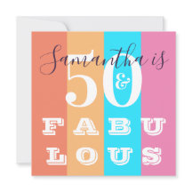 50.º cumpleaños 50 Fabulous Modern Stripe Fiesta