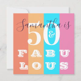 Invitación 50.º cumpleaños 50 Fabulous Modern Stripe Fiesta