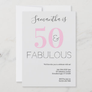 Invitación 50.º cumpleaños 50 y fabuloso Fiesta gris rosado