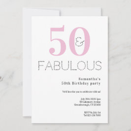 Invitación 50.º cumpleaños 50 y fabuloso Fiesta rosado