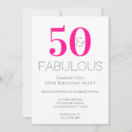 Invitación 50.º cumpleaños 50 y fabuloso Fiesta rosado calien