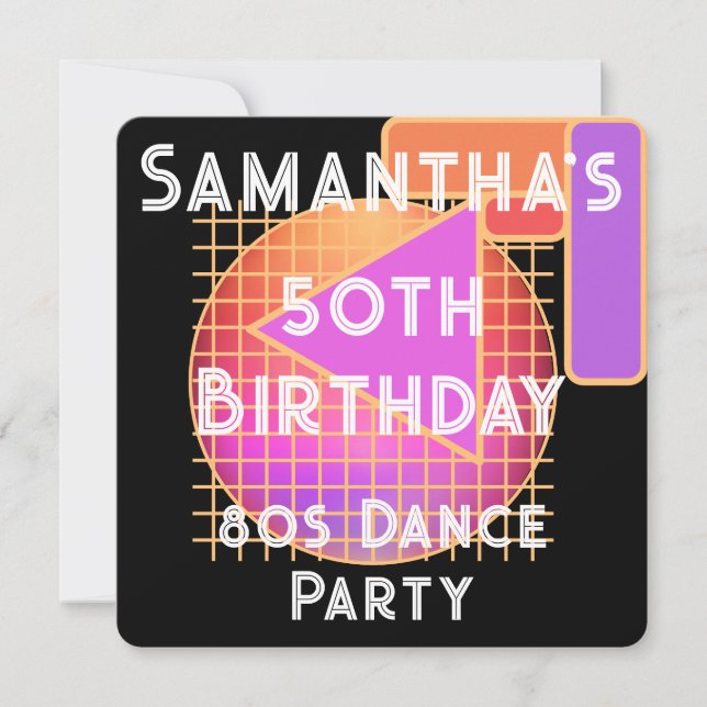 Invitación 50.º cumpleaños 80 Fiesta de danza Cumpleaños (Anverso)
