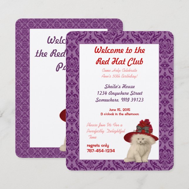 Invitación 50.º cumpleaños Bienvenidos al Fiesta Red Gorra Cl (Anverso / Reverso)