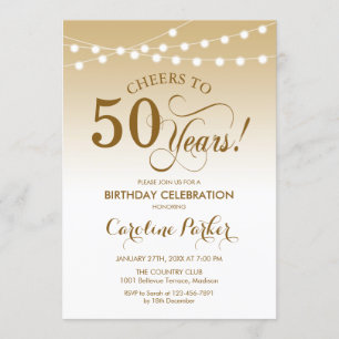 Invitación 50.º cumpleaños - Blanco de oro