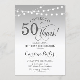 Invitación 50.º cumpleaños - Blanco plateado