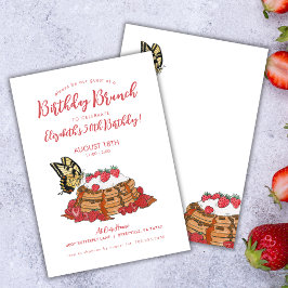 Invitación 50.º cumpleaños Brunch Fresas Waffles