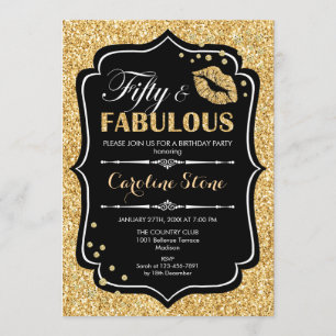 Invitación 50.º cumpleaños - Cincuenta fabulosos negros de or