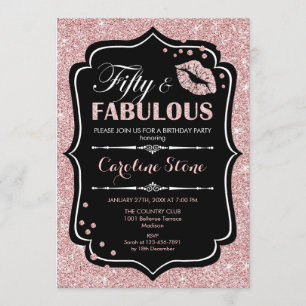 Invitación 50.º cumpleaños - Cincuenta fabulosos Rosas de oro