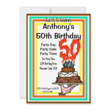 50.º cumpleaños Colores retro de pastel de chocola