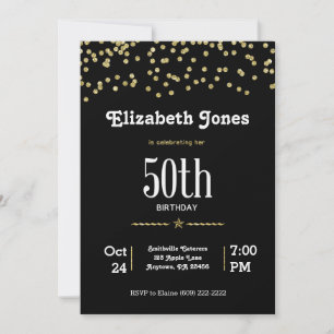 Invitación 50.º cumpleaños con oro brillante