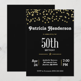 Invitación 50.º cumpleaños con oro brillante