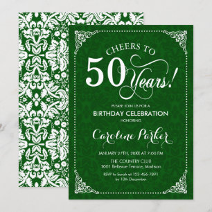 Invitación 50.º cumpleaños - Damasco verde
