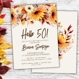 Invitación 50.º cumpleaños de Beige Fall Floral