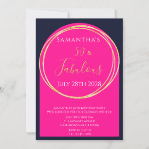 Invitación 50.º cumpleaños de la marina de guerra Hot Pink