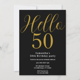 Invitación 50.º cumpleaños de la Moda de oro negro