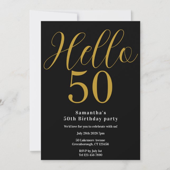 Invitación 50.º cumpleaños de la Moda de oro negro (Anverso)