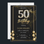 Invitación 50.º cumpleaños de oro y negro de diamantes<br><div class="desc">50.ª invitación de cumpleaños de oro y negro de diamantes, </div>