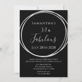 Invitación 50.º cumpleaños de plata negra