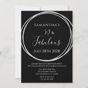 Invitación 50.º cumpleaños de plata negra
