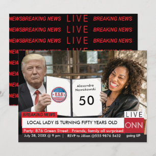 Invitación 50.º cumpleaños de Trump, noticias divertidas en T