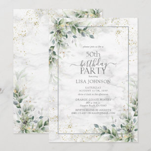 Invitación 50.º cumpleaños Dorado Eucalyptus Botánico